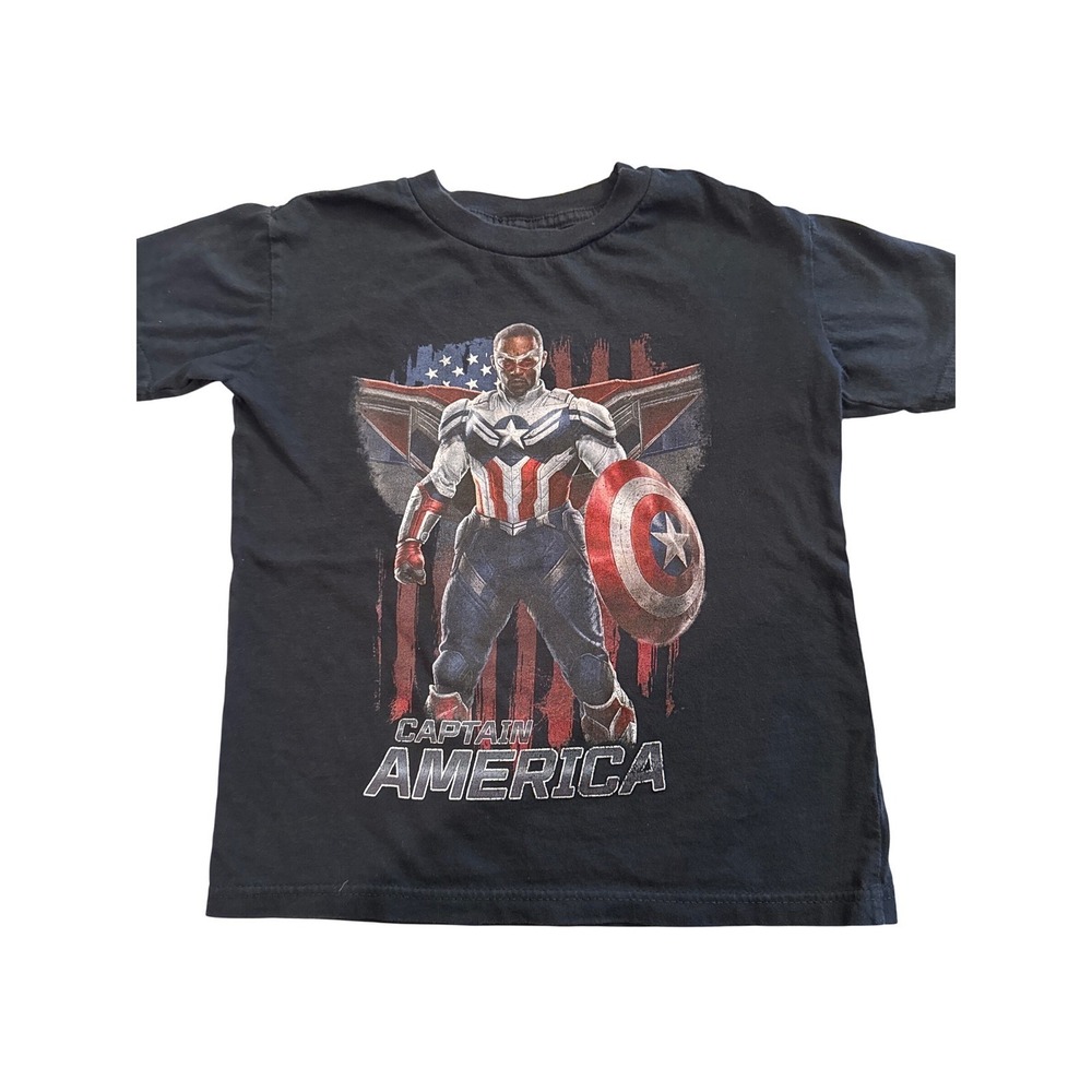 Kids Marvel Captain America Falcon Black T Shirt YM